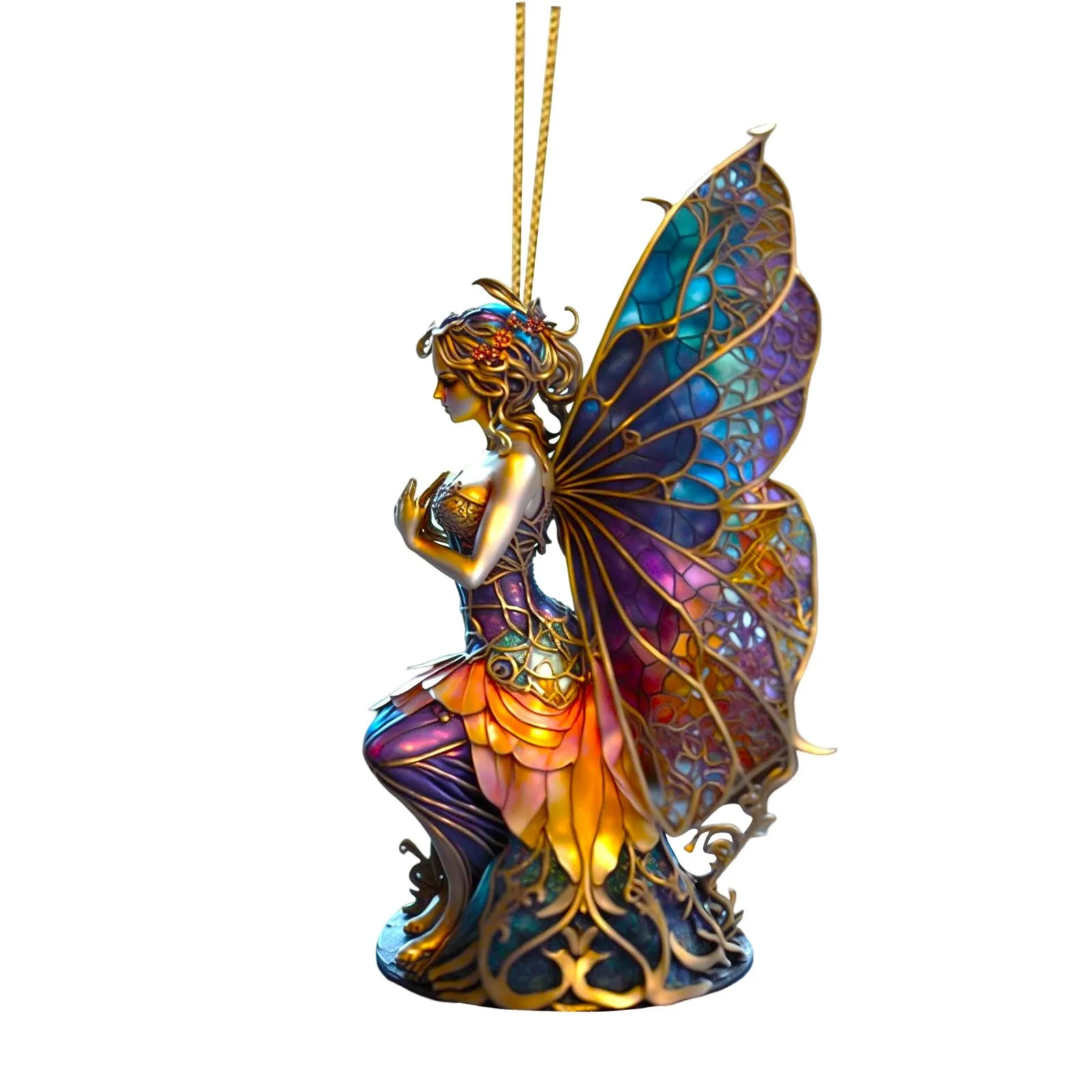 

Colorful Fairy Statue Painted Style Charm Fun And Mysterious Car Rear View Mirror Hanging Ornament Backpack Keychain Decorations