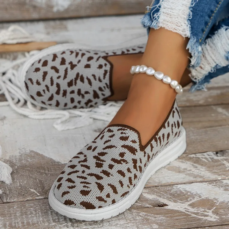 

Shoes Fashion Women Sport Summer Mesh Leopard Solid Color Casual Ladies Vulcanized Shoe Breathable Flats Female Sneakers