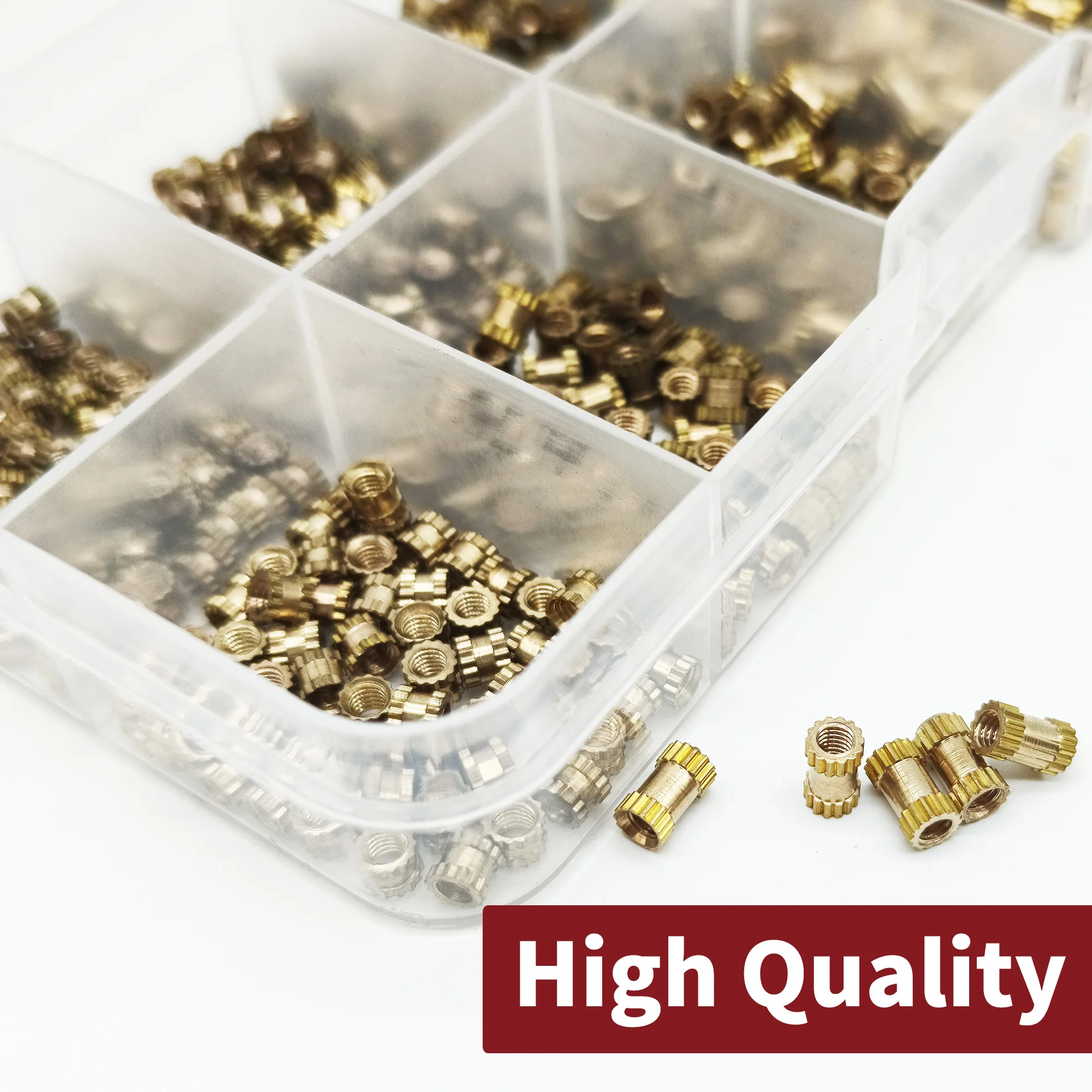 Threaded Insert Nut 520pcs M2 M2.5 M3 Metric Female Thread Knurled Brass Double Pass Knurl Nuts Copper Assortment Kit