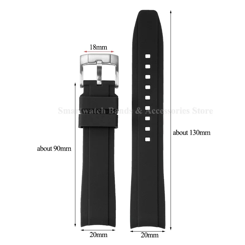 Universal Curved End Rubber Watch Band – Available in Multiple Sizes for Men and Women, Sports Style Bracelet