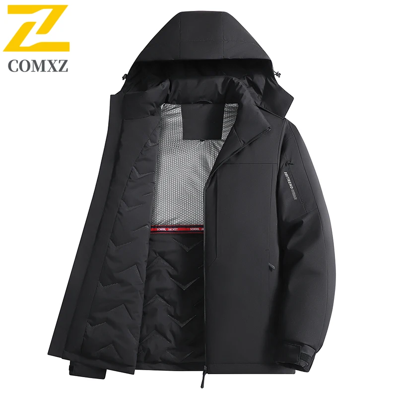 COMXZ Rainproof Coat Thickened Warm Waterproof Graphene Work Climbing Biker Jacket Camping High Quality Minimalist Men Outerwear