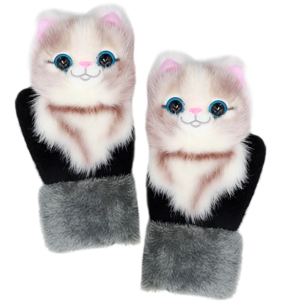 

Cat Gloves Winter Hands Accessory Wear-resistant Plush Comfortable Knitted Portable Lovely