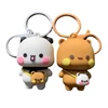 Panda Bubu and Yier Key Holder Charm Keychain Backpack Cute Cartoon Bear Doll Anime Key Ring Couple Jewelry Valentine's Day Gift 2