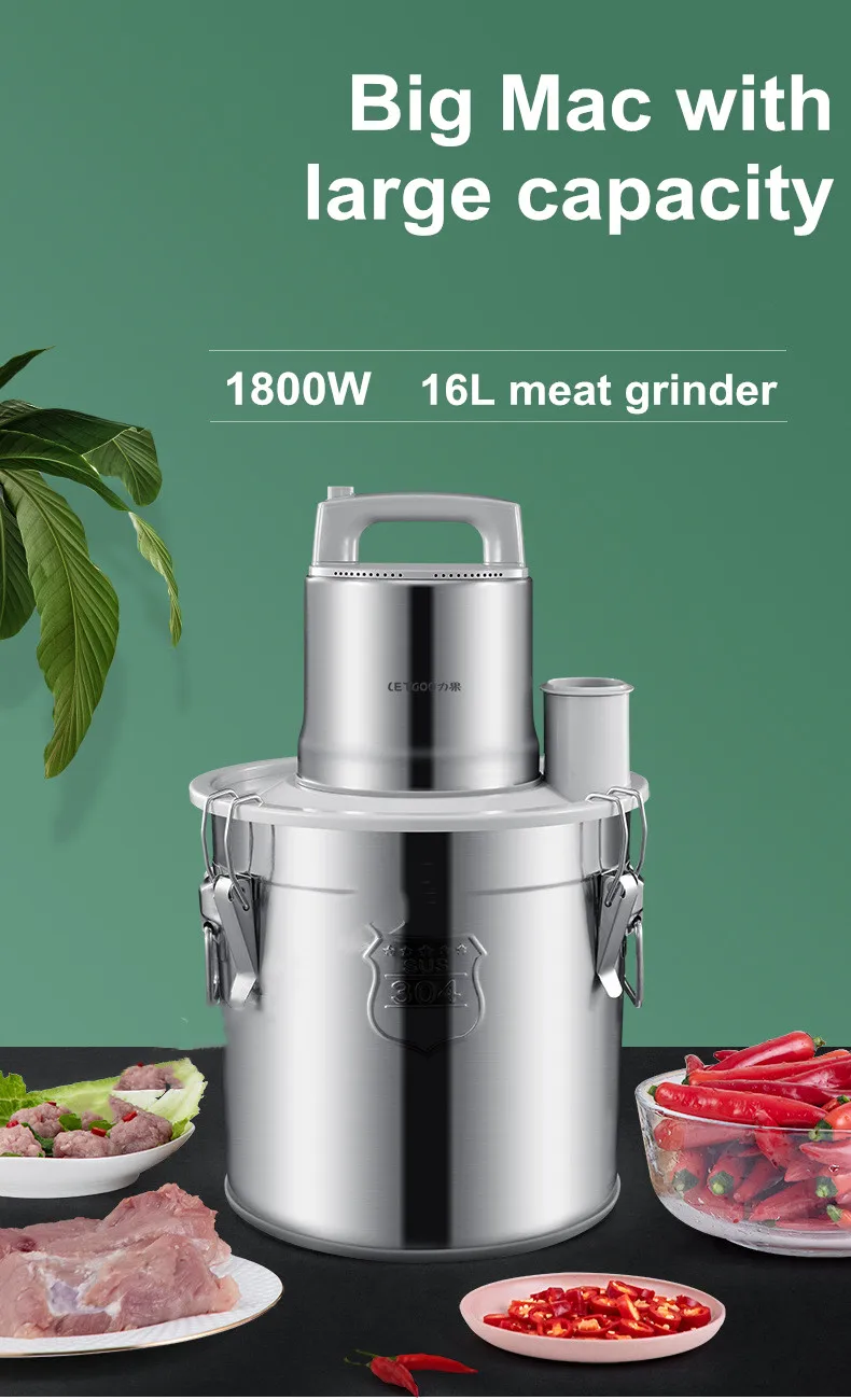 16l/20l Lebensmittel verarbeitung Fleischwolf elektrische Knoblauch maschine kommerzielle Fleischwolf große Kapazität und hohe Leistung Edelstahl – Detail 1
