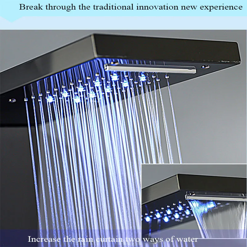 LED Rainfall Waterfall Shower Head Rain Massage System with Body Jets Stainless Steel 304 Bathroom Shower Panel  Tower System 2
