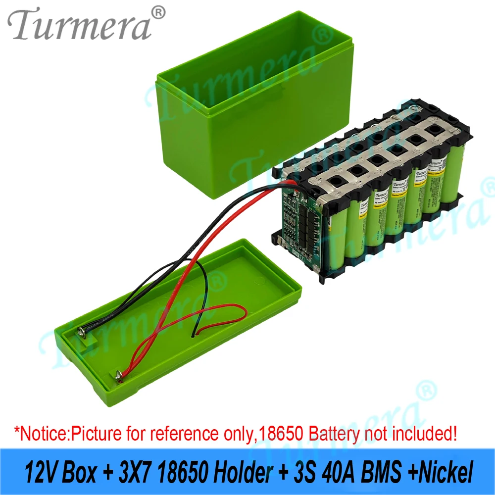 표시기가 있는 Turmera 12V 배터리 보관함 3X7 18650 배터리 홀더 40A 밸런스 BMS 납산 배터리 교체용 니켈 용접