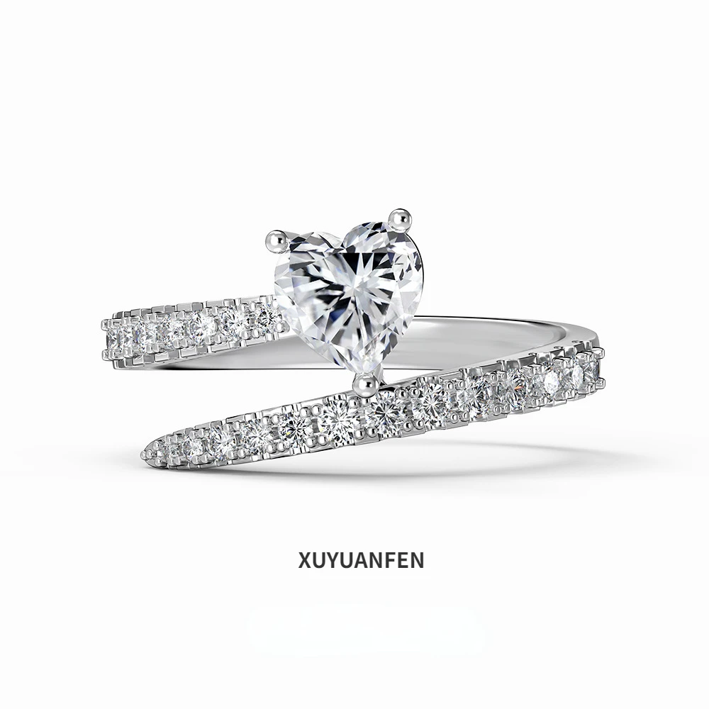 

XUYUANFEN European and American New S925 Ring Women's Volleyball Team Diamond Heart Design Sense Fashion Versatile