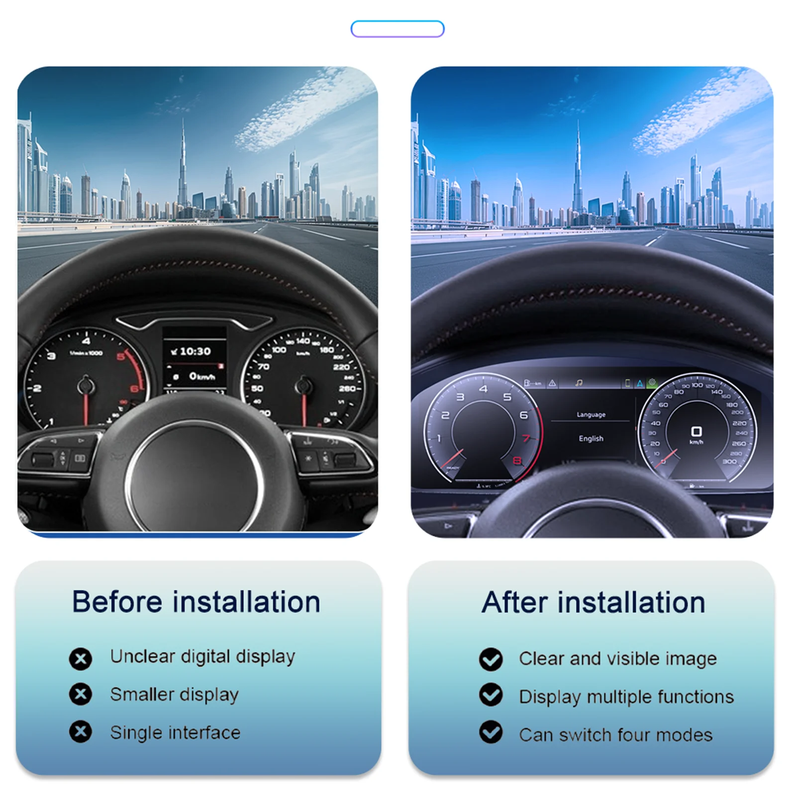 Velocímetro LCD de 1920*720, Panel de Instrumentos Digital para Audi A4 Años 2008-2012, Tablero Virtual 8
