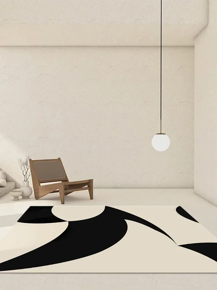Large Living Room Carpet Black White Carpets For Bedroom Bedside Floor Mat Modern Abstract Line Rug Home Decoration Rugs 거실 카펫 4