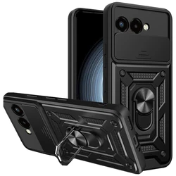 Kickstand Armor Case with Lens Protection and Ring Stand Holder - T - Mobile Revvl 8 (Black)
