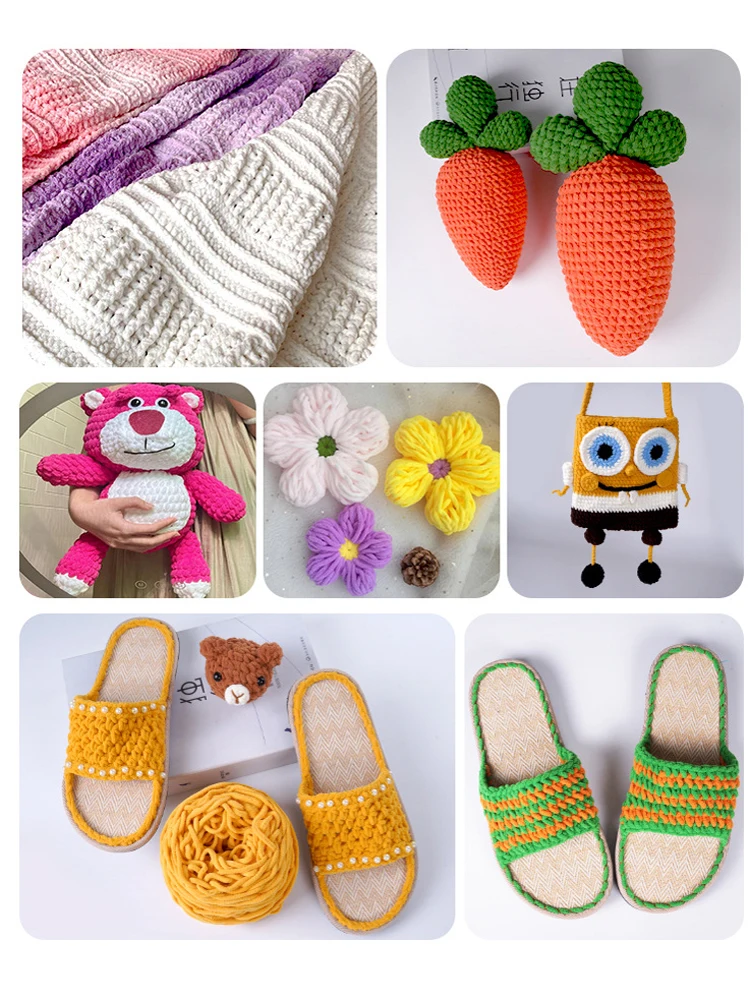 2Pcs Hand Knitting Thin Velvet yarn Crocheting Chenille yarn Crochet mat amigrumi slipper line knit sweater blanket thread 6