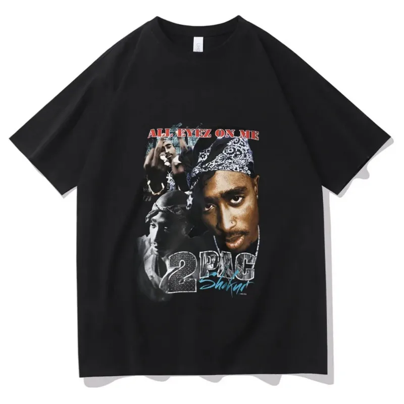 Women T-shirts Rapper Tupac Graphic Print Y2k Hip Hop Men T Shirt Streetweartops Unisex Harajuku Casual Short Sleeve Tees