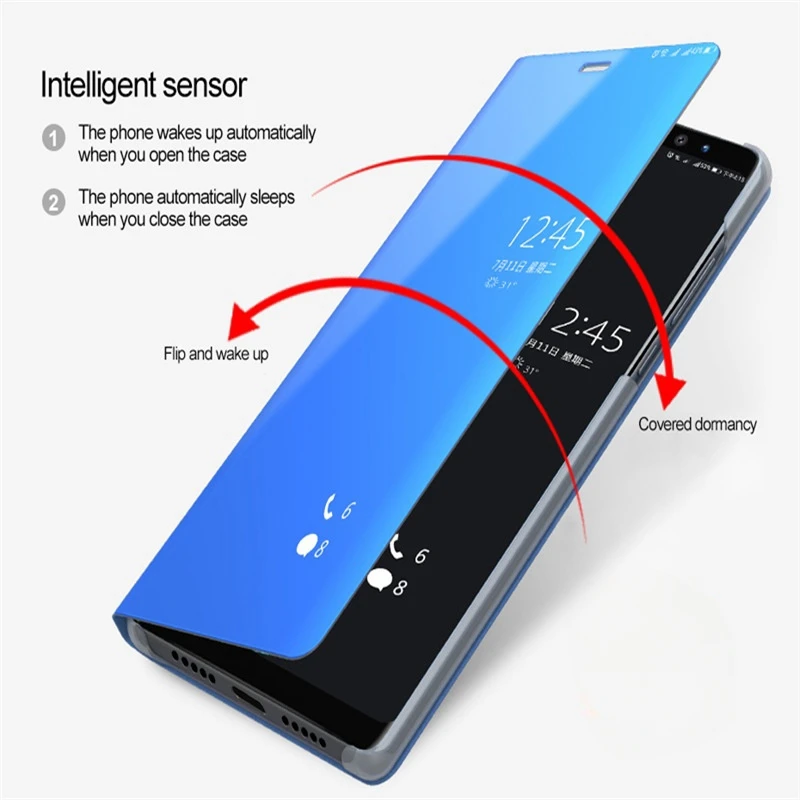 Funda For Samsung Galaxy A12 A22 A32 A52 A52s A M32 4G 5G Case PU Leather Smart Mirror Flip Stand Phone Case Back Cover Phone Case Leather Phone Case Leather Wallet Case Leather Case Smart Mirror Flip Case