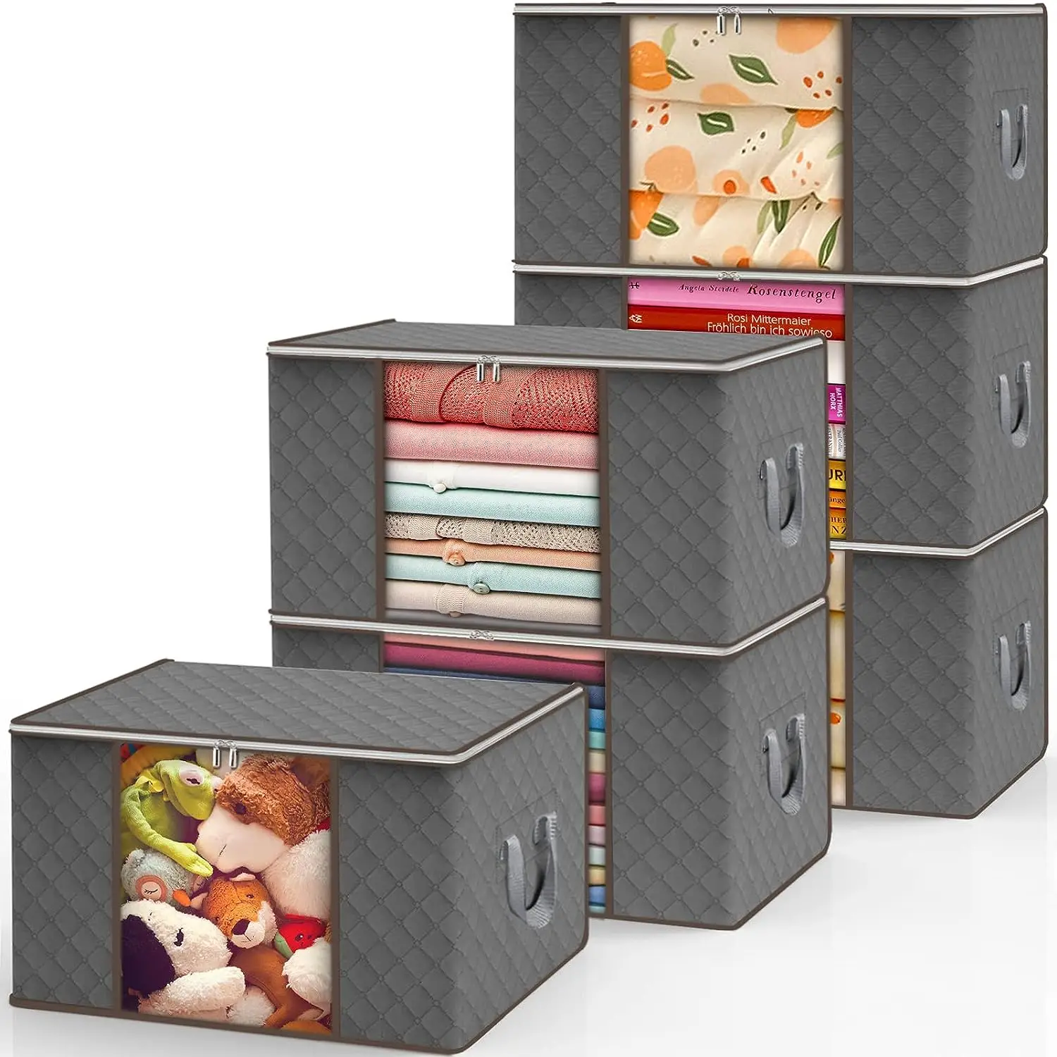 quilt storage bag with cover can be folded, can be used for bedding clothes toys with 2 reinforced handle 3