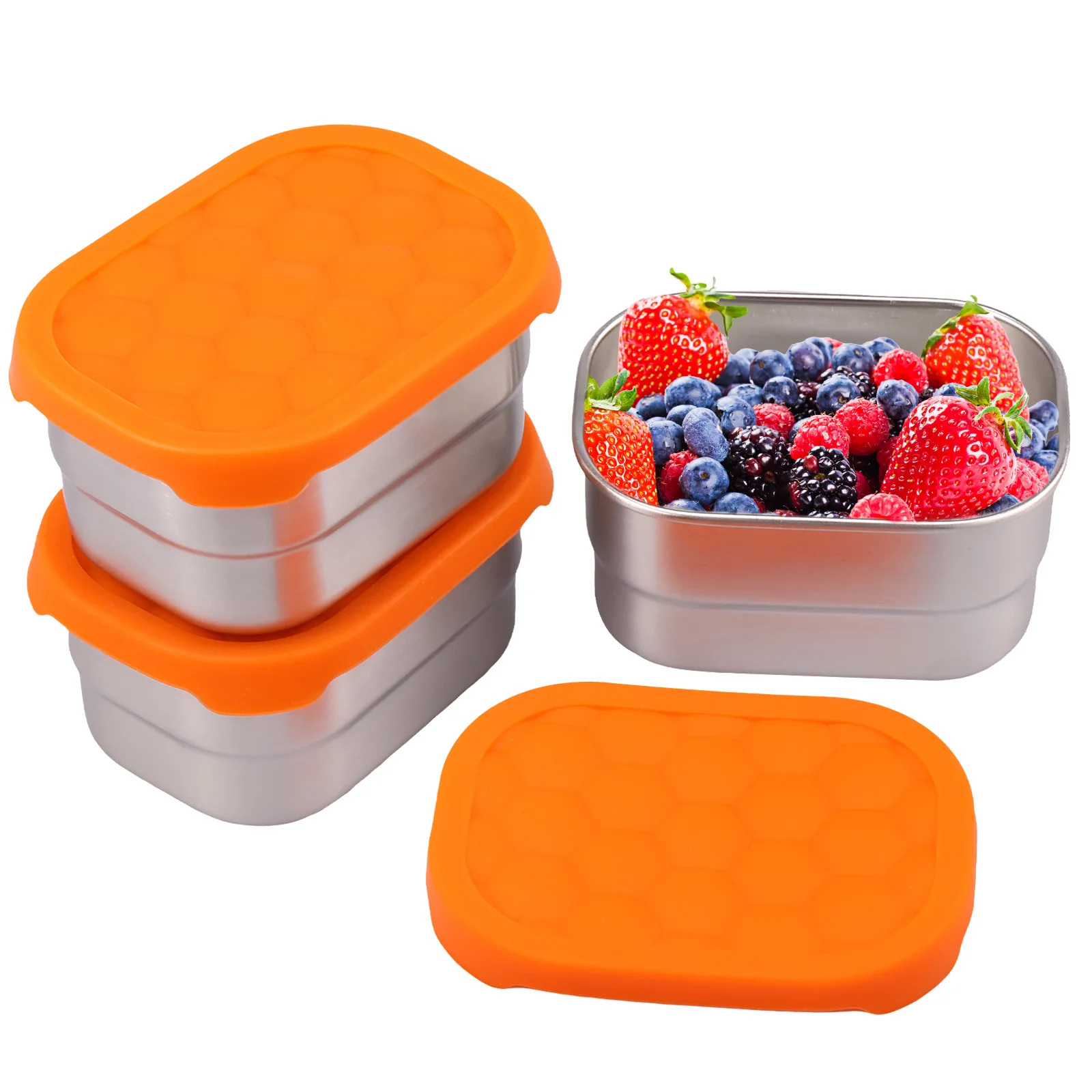 Set 6 Contenitori Snack In Acciaio Inox 180 Ml – Con Coperchio In Silicone, Ermetici, Impilabili, Per Salse E Insalate