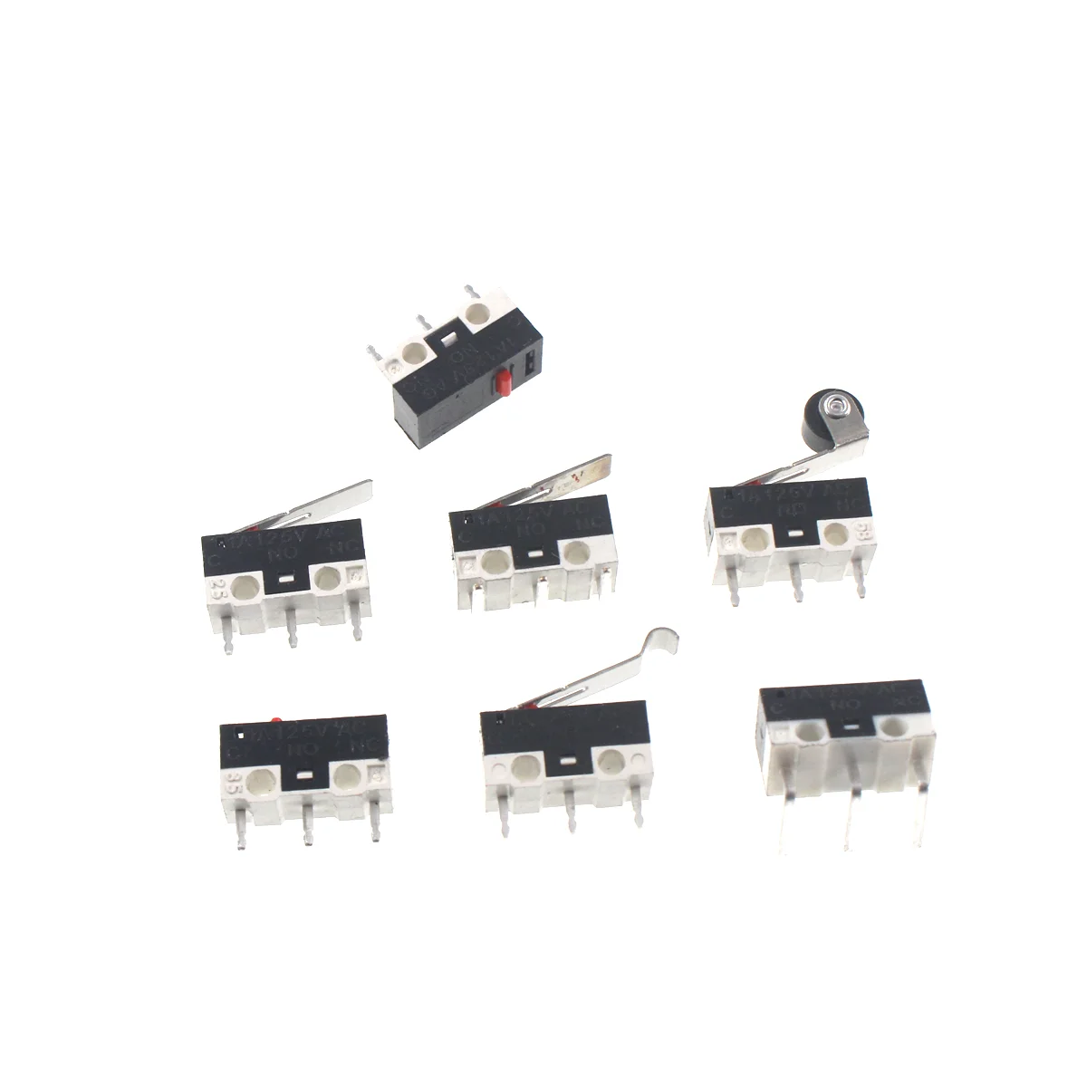 Micro Limit Switch Momentary Push Button Switch 1A 125V AC Mouse 3Pins Long Handle Roller Lever Arm SPDT 12*6*6mm 50PCS