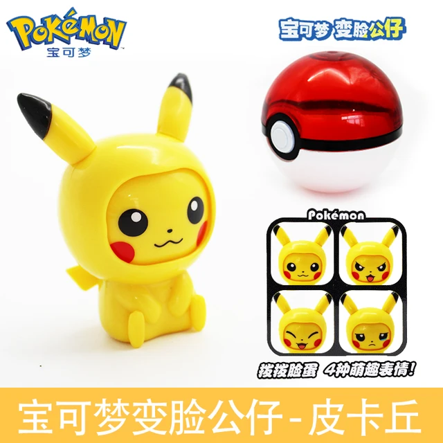 Genuine Pokemon Elf Ball Pikachu Mew Scorbunny Sobble Anime Character Cartoon Face Changing Toys Kawaii Handmade Kids Gifts