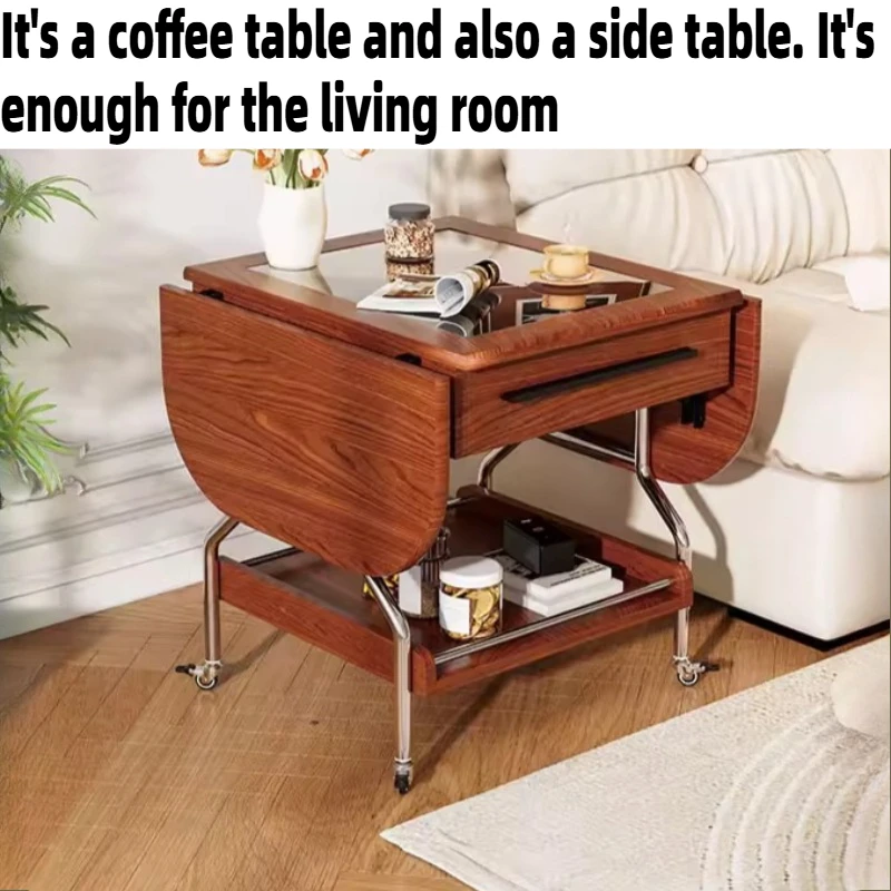 Tavolini da Caffè per Soggiorno, Tavolino Mobile per Hotel, Carrello Pieghevole da Balcone, Tavolino Ausiliario per Salotto, Arredamento per Camere - immagine 2