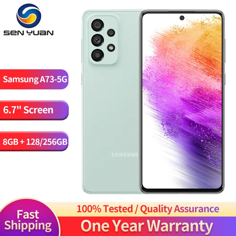 

Samsung Galaxy A73 A736B/DS 5G Mobile Phone Dual SIM 6.7'' 8GB RAM 128/256GB ROM NFC 108MP+12MP+5MP OctaCore CellPhone