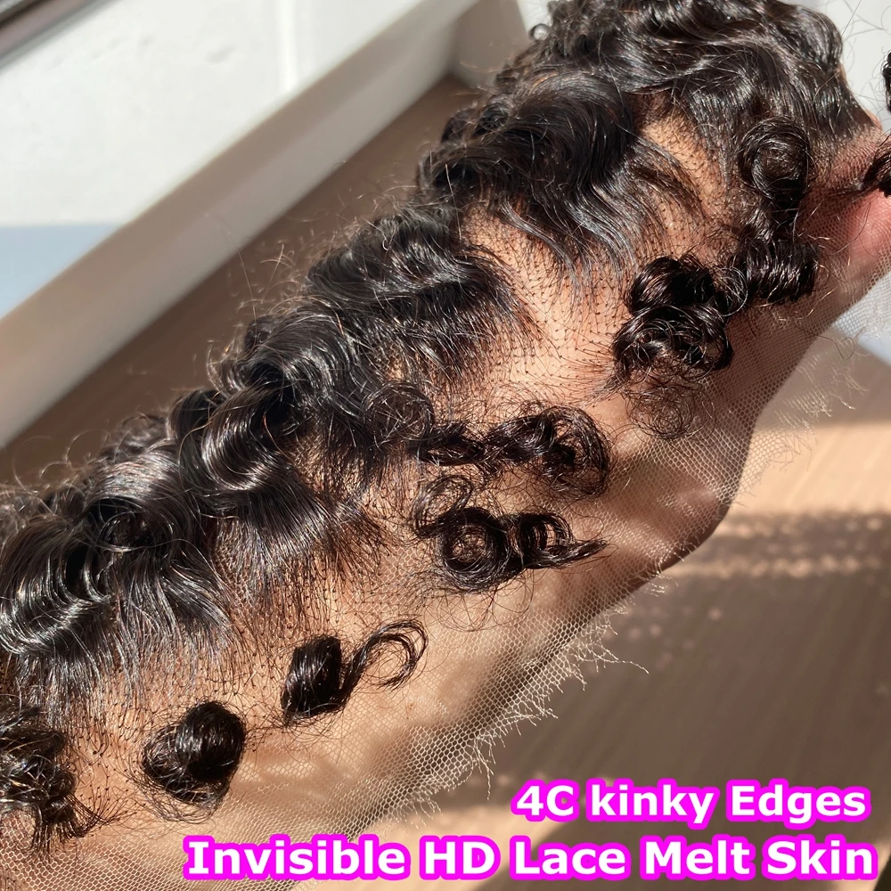 SKINLIKE HD 5x5 6X6 dentelle fermeture seulement peau fondue crépus cheveux bouclés avec 4c crépus délié Invisible 13x4 13x6 HD dentelle frontale seulement