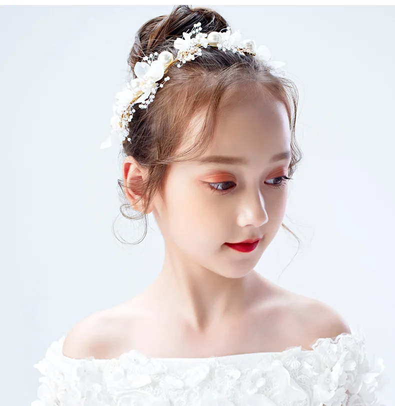 Children'S Wreath Headband Headband Girl Princess Tiara Headband Bride Bridesmaid Korean-Style Flower Show Headband Bracelet Set