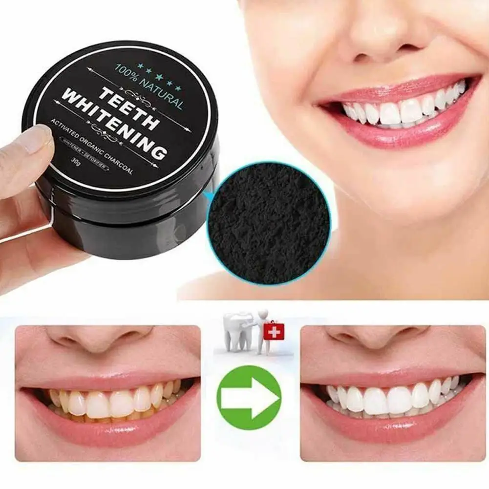 Whitening Teeth Powder Toothbrush Natural Coconut Charcoal Effective Teeth Stain Remover Cleaning Kit 30g teeth cleaner teeth whitening powder teeth whitening kit