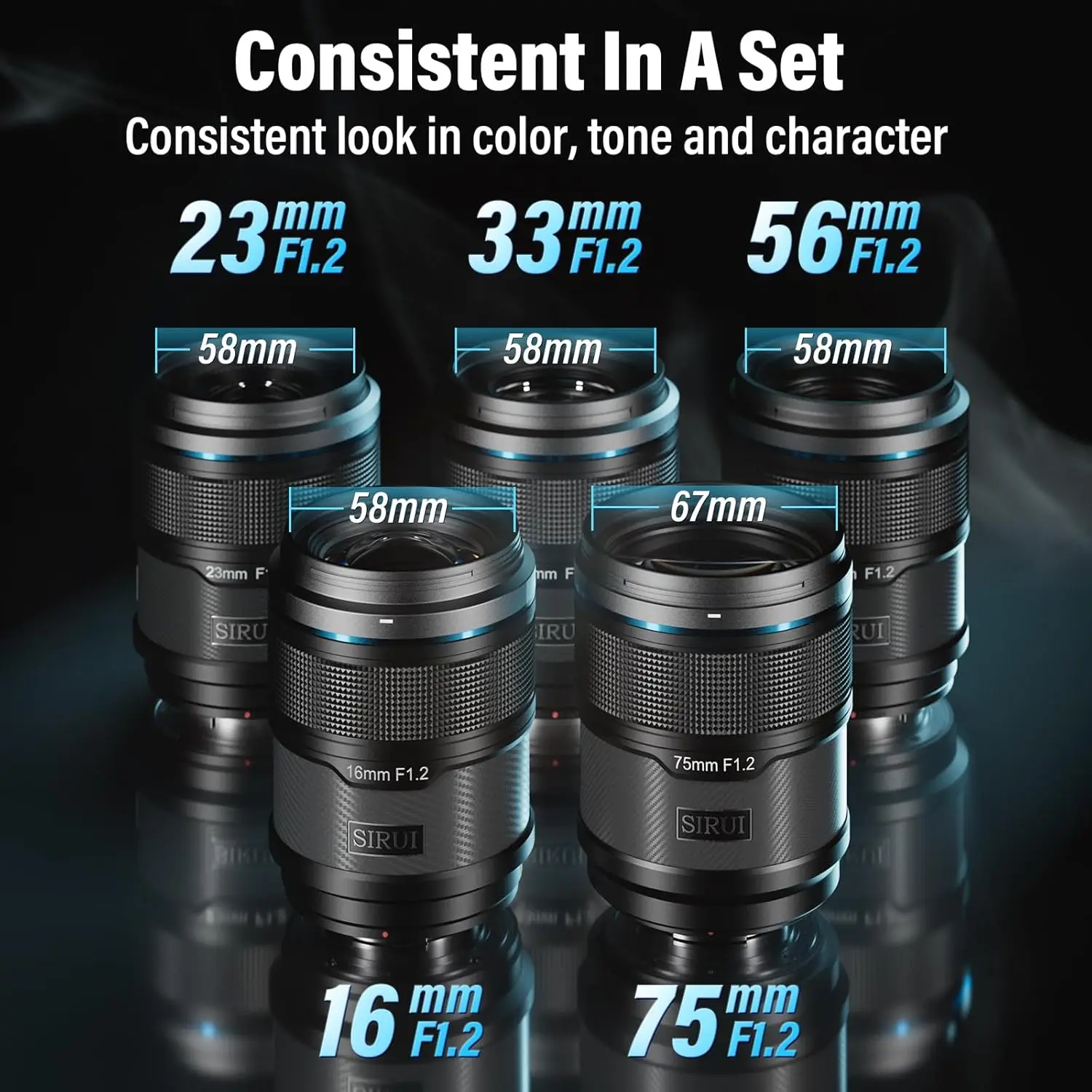 SIRUI Sniper Lens 23mm 33mm 56mm 16mm F1.2 Series APS-C Auto Focus Lens For Sony E Mount for Fuji X Mount for Nikon Z Mount 2