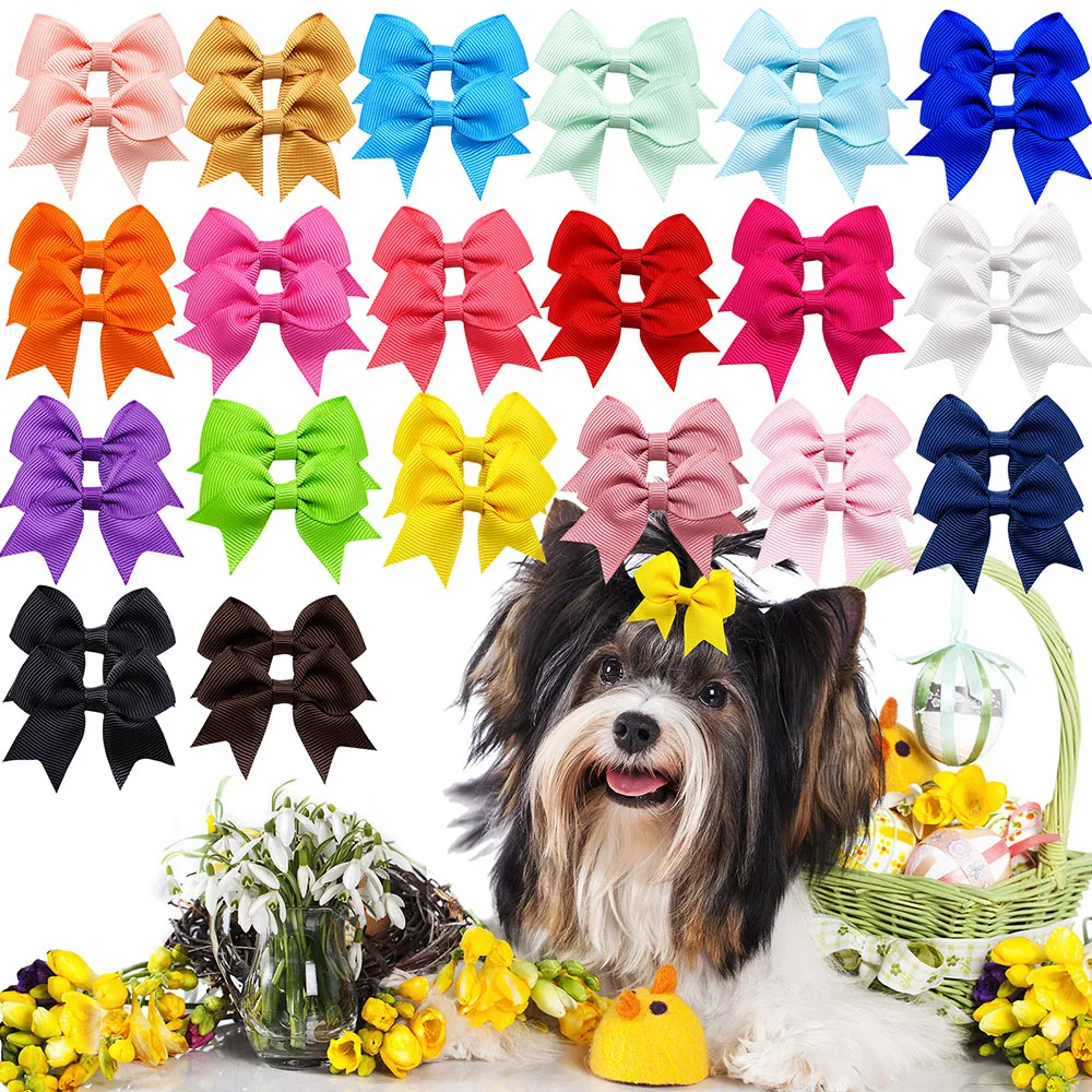 

60pcs Solid Dog Bows For Puppy Hair Clips Cute Fahion Dogs Bowknot Samll Dogs Cats Hair Accessories Pet Grooming Products
