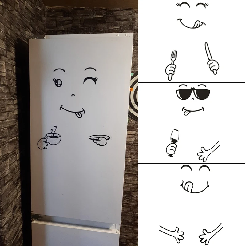 

Funny Delicious Coffee Wine Smiling Face Pattern For Kitchen Dining Room Decoration Diy Refrigerator Stickers Pvc Home Decals