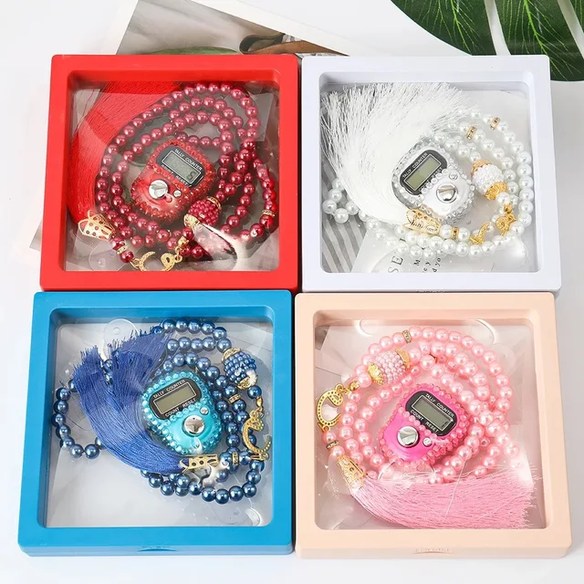 Prayer Set with Finger Counter,Tasbih Muslim Gift,Handmade 99 ieces Pearl Muslim Prayer Beads Bracelet 1