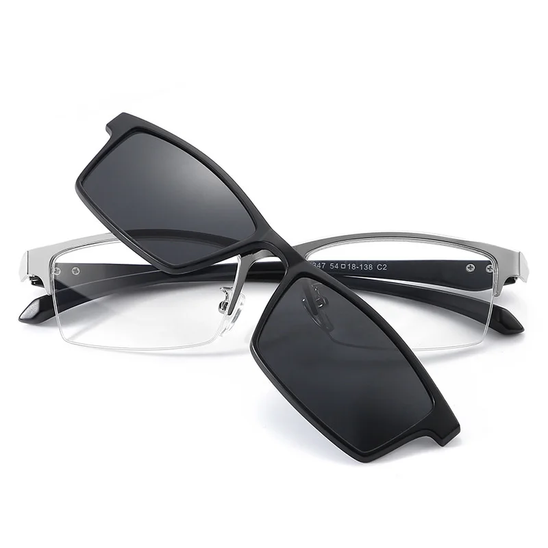 In Rectangle Magnet Sunglasses Men Polarized Clip On Glasses