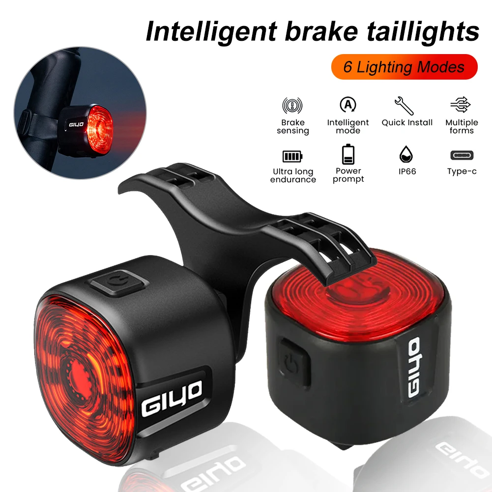 

New Bike Taillight Brake Sensing USB Rechargeable MTB Road Bike Tail Light Waterproof LED Night Cycling Safety Warning Lamp