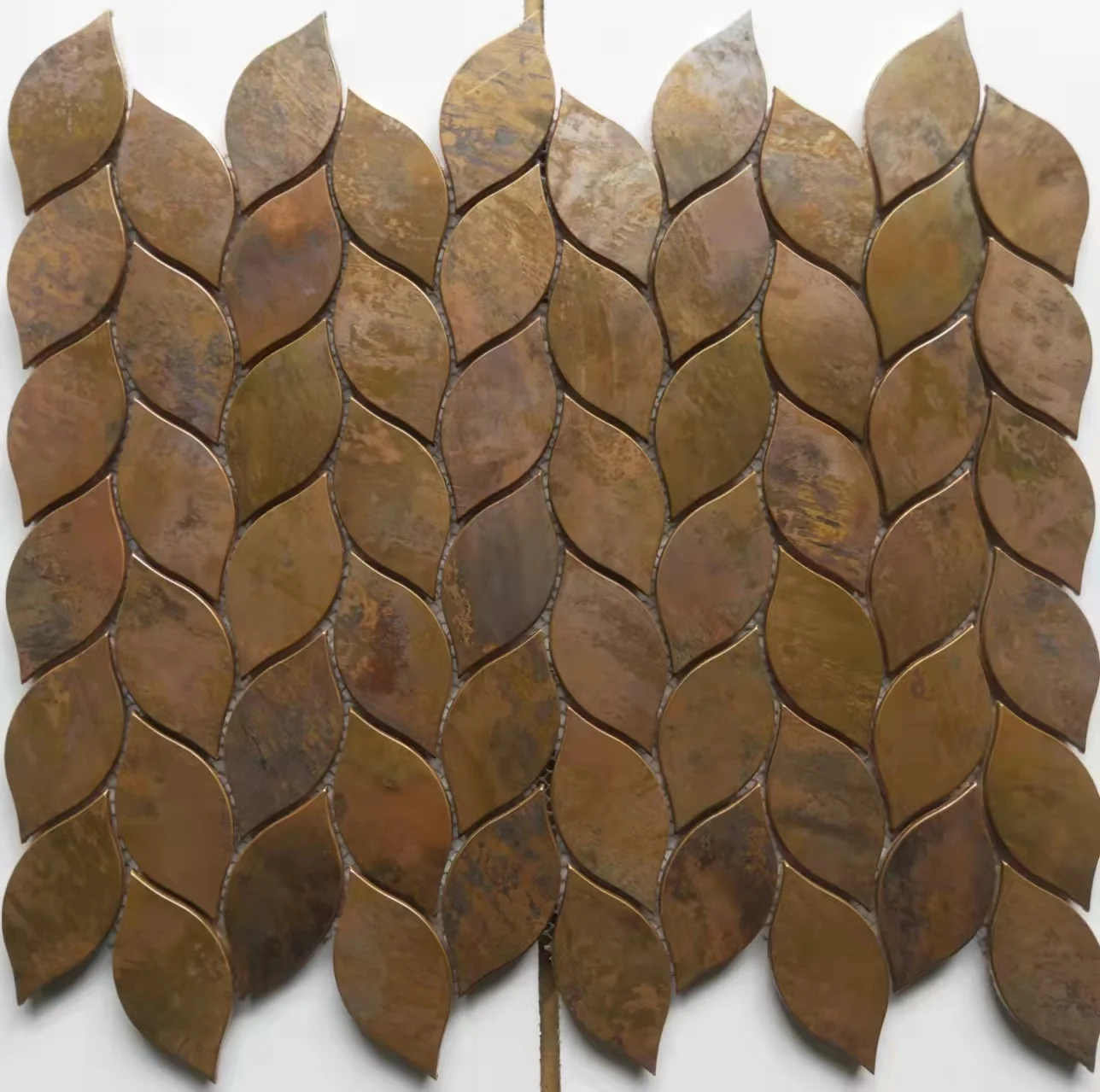 Leaves pattern copper metal mosaic tile DIY wallpaper for bar decoration