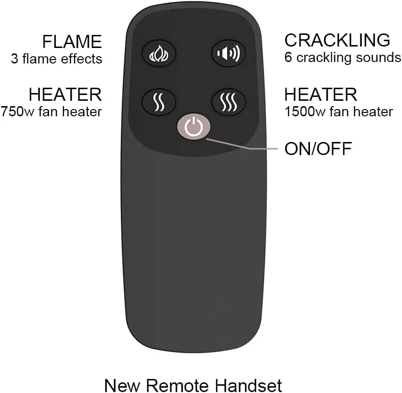 Western Electric Fireplace Insert with Fire Crackling Sound, Remote Control, 750/1500W, Black, 33 1/16 Inches Wide, High 4