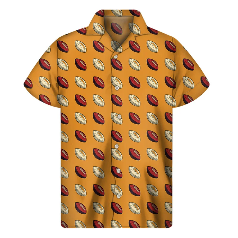 American Football Ball 3d Printed Hawaiian Beach Shirts Men Summer Fashion Short Sleeves Shirt Tops Lapel Women Blouse Clothes 2