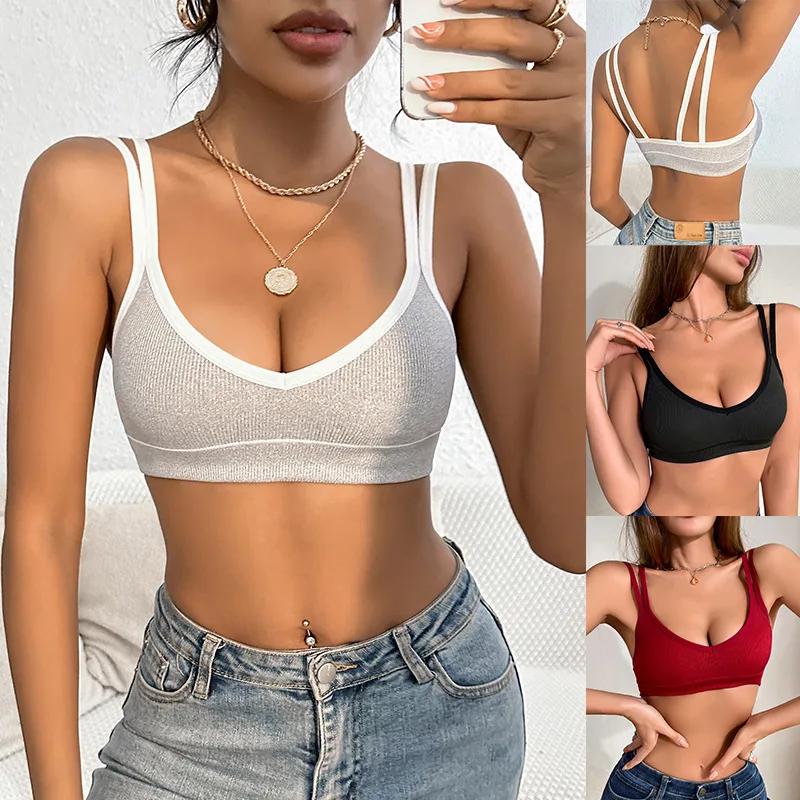 

Sexy Crop Top Corset Camisole Seamless Underwear Hot Sale Fashion Women Casual Bralette Lingerie Tank Top Sexy Bras Sports Vest