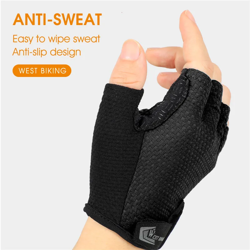 WEST BIKING Cycling Gloves Anti-slip Breathable Summer Half Finger Gloves Men Women Outdoor Sports Running MTB Road Bike Gloves