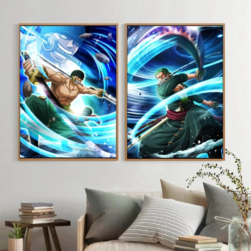 

Canvas Hd Prints One Piece Zoro Wall Art Friends Gifts Cartoon Character Picture Living Room Poster Home Decorative