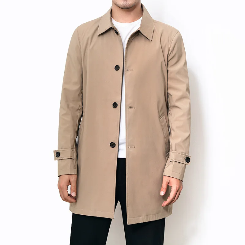 Mens Overcoat Business Casual Autumn Winter Coat Thick Windbreaker Fashion Khaki Long Trench Coat Men Xxxl 4xl Outerwear Boy Hot