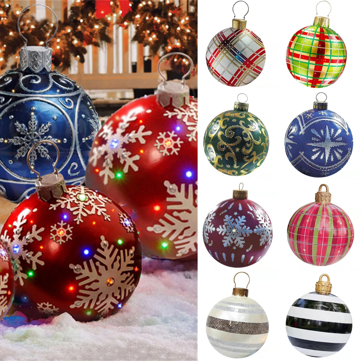 60CMChristmasBallsDecorationHomeOutdoorPVCLargeBallsXmasDecor