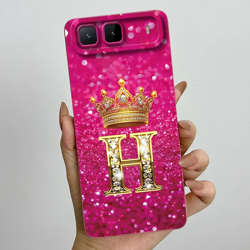Crown Initial Letters Soft Phone Case with Camera Protection Back Cover
