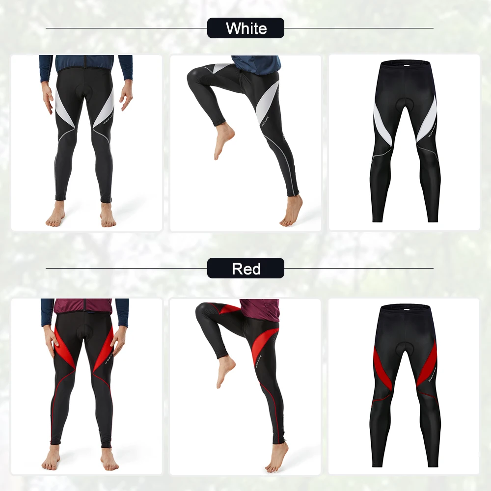 Men Cycling Long Pants Summer Winter Gel Pad Reflective Bike Bib Pants Breathable Bicycle Trousers With Rear Pocket