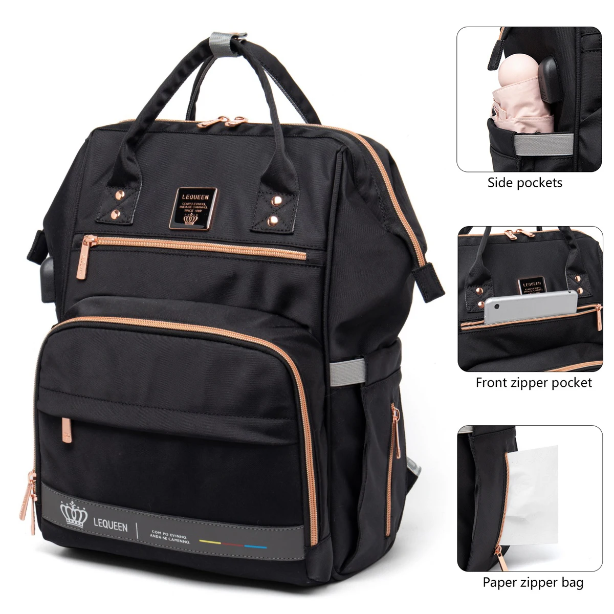 New LEQUEEN Diaper Bag Backpack Large-capacity Baby Bag Multifunctional Water-repellent Travel Backpacks Mommy Maternity Bag 2
