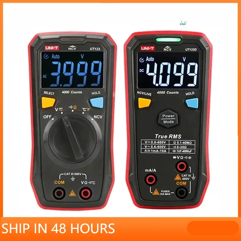 

UNI-T UT123 Mini Digital Multimeter Professional Voltage Resistance Meter Temperature NCV Continuity Tester EBTN Color Screen