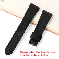 Vintage Brown Suede Leather Watch Strap with Quick Release - No buckle (Black)