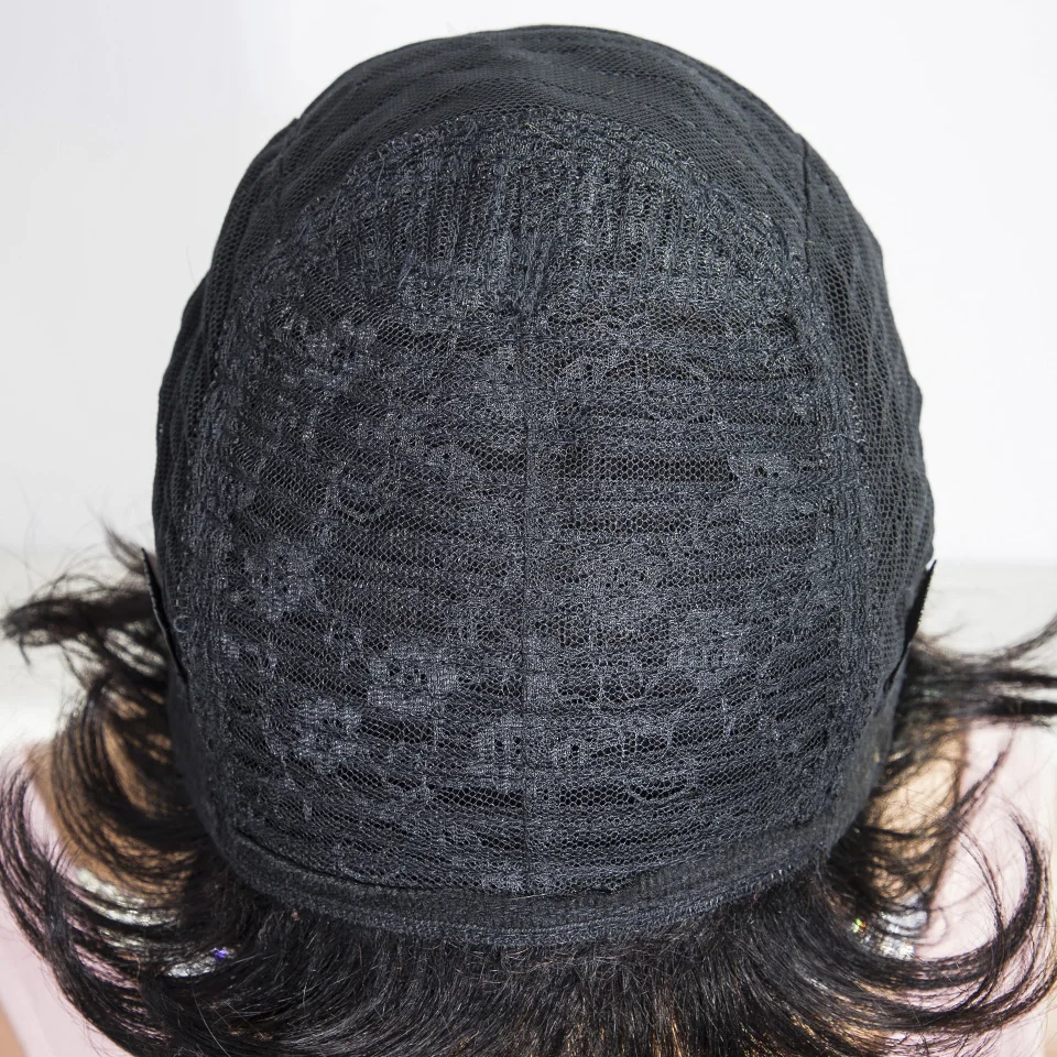 레커 블랙 숏 픽시컷 밥 100% 인모 가발 여성용 브라질 레미 헤어 풀 머신 메이드 데일리 오피스 웨어 고 가발