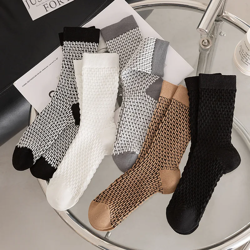 

Простые женские носки в полоску, модные женские носки в Корейском стиле, уличные повседневные носки для девочек для бега, зимние толстые удобные женские носки