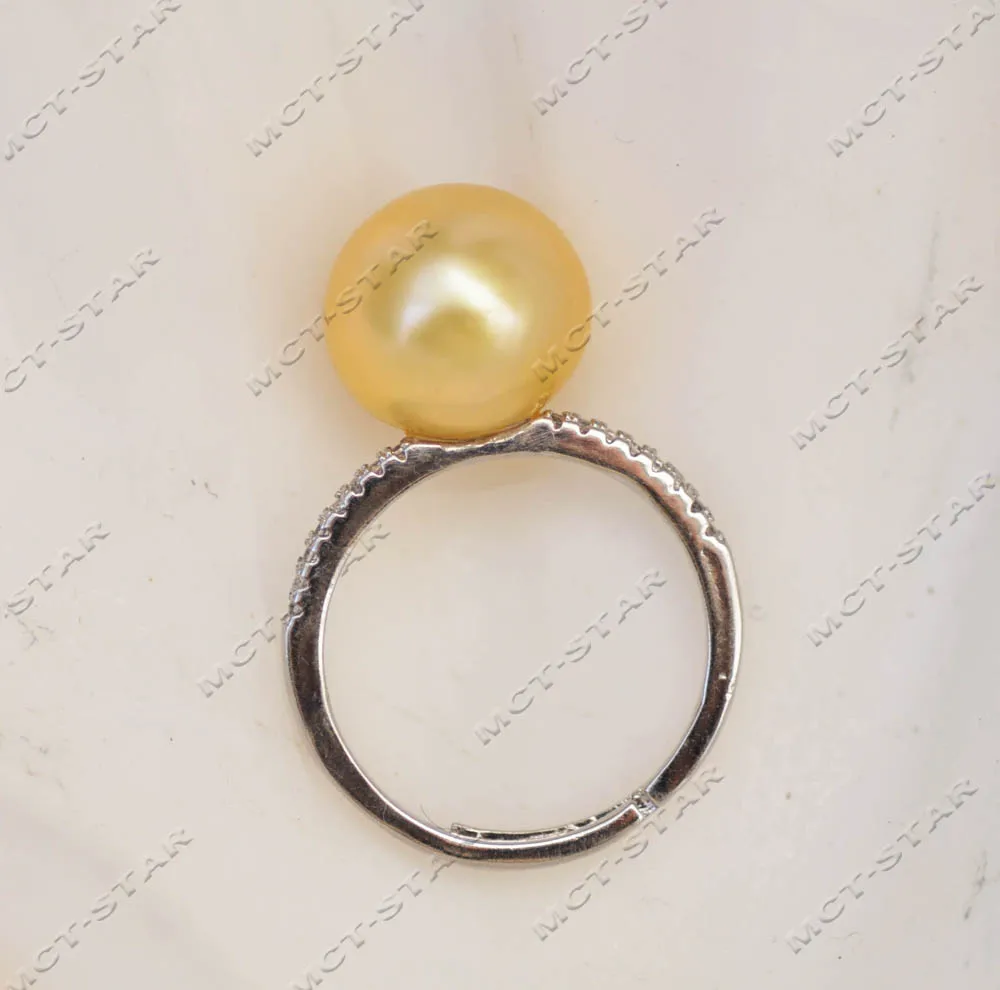 

MTC·STAR Z13176 A++ 12mm Golden Round Edison Keshi Pearl Ring Custom jewelry