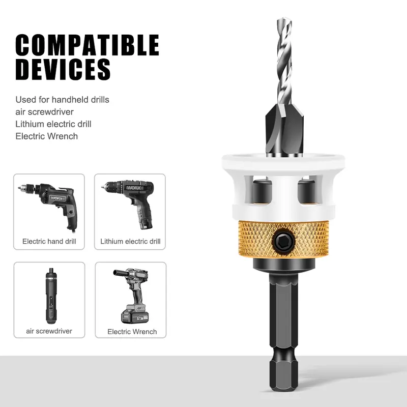 Woodworking Limit Four Edge Countersink Drill Alloy Drill Cone Drill Adjustable Depth Step Drill Screw Countersink Drill Bit - Image 4