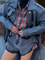 Streamgirl Oversized Plaid Shirt Women 2026 Spring Loose Vintage Long Shirts Full Sleeve Women Plaid Brown Oversized Shirt Blue - Image 2